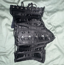 Orchard Corset Black Satin Underbust Lace-Up Boned Corset Size 16