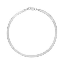 925 Solid Sterling Silver 3.3mm Herringbone Chain Link Anklet  9"  - EA104
