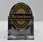 Vintage Heineken Lager Beer Illuminated Bar Sign Chrome Countertop 12V UNTESTED