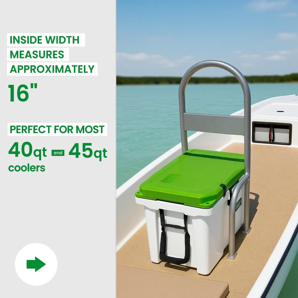 36" Boat Cooler Grab Bar For Gheenoe Skiff Flats Boats Jon Boat w/Lateral Plate - Image 2 of 4