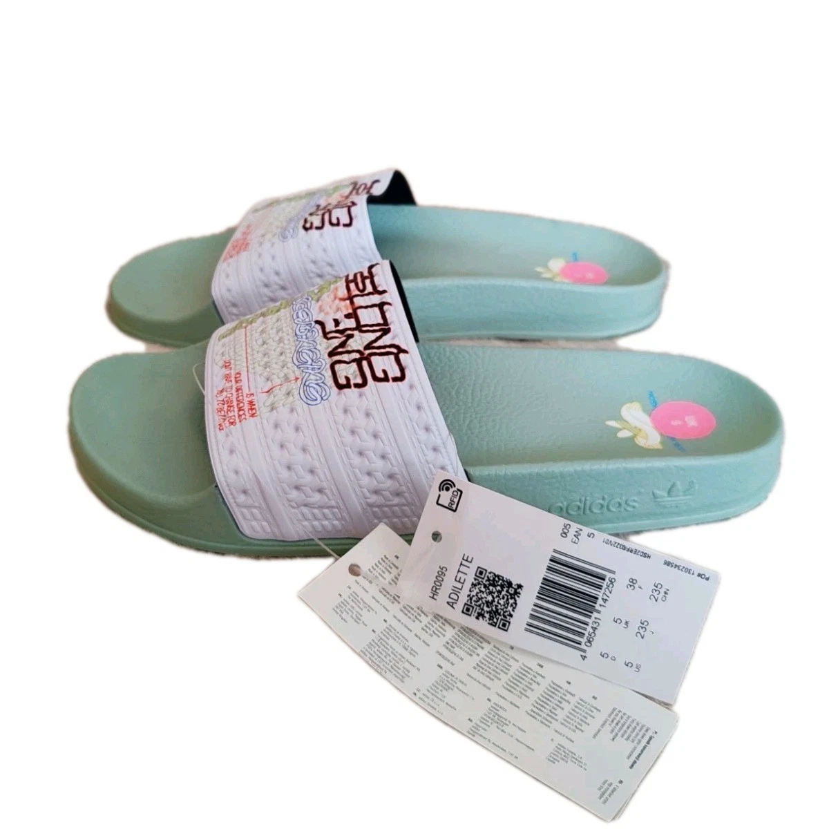 Adidas Originals Adilette sei qui per un motivo come nuove taglia UK 5 EUR 38 nuove