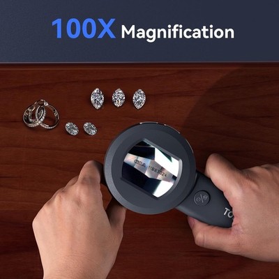 TOMLOV 100X Coin Microscope Magnifier 2'' LCD Jeweler Magnifying Glass Loupe USB