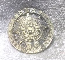 Mayan Aztec Tribal Calendar 1980 Gold Belt Buckle Fine Detail Great Vintage