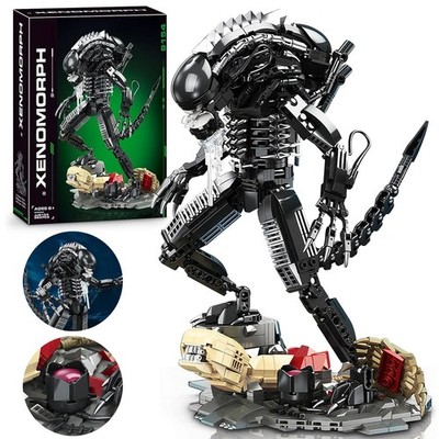 882 Teile Xenomorph Bausatz Alien Monster Horror Klemmbausteine mit Stützsockel