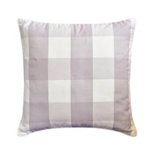 Lavender & White Throw Pillow Cover, 16"x16" Cotton Cushion-Lavender Plaid
