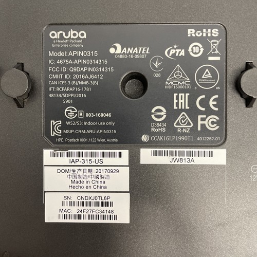 ¡LOTE DE 5! Punto de acceso dual Aruba APIN0315 IAP-315-US JW813A, sin cables - Imagen 3 de 4