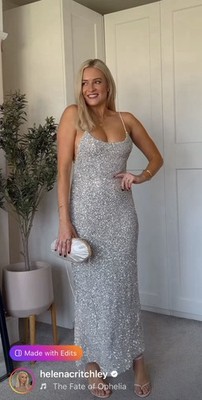 chinese dress ladies White Long Sleeve Sequin Maxi Dress – Rare London main image 1