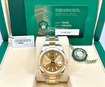 2024 Rolex Datejust 41 126303 Champagne Dial 18K Yellow Gold Steel Box Papers