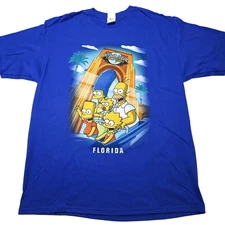 Vintage The Simpsons Universal Studios Hollywood Blue Men's T-Shirt Size XL 2008