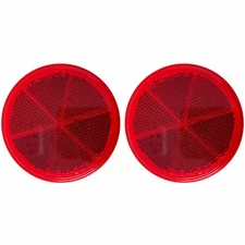 3" Inch Round Red Reflector Adhesive Bike, Trailer, Truck, Boat, Mailbox - Qty 2