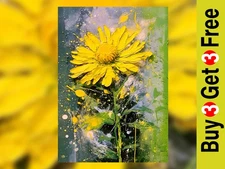 Sunlit Yellow Daisy 5"x7" Print on Matte Paper | Vibrant Impasto Flower Painting