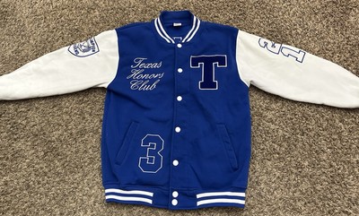 Sun Sport Blue White Texas Honors Club Varsity Jacket Mens Size XL