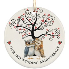 Owl Couple Romantic 3 Years Ornament Our 3rd Wedding Anniversary Christmas Gift