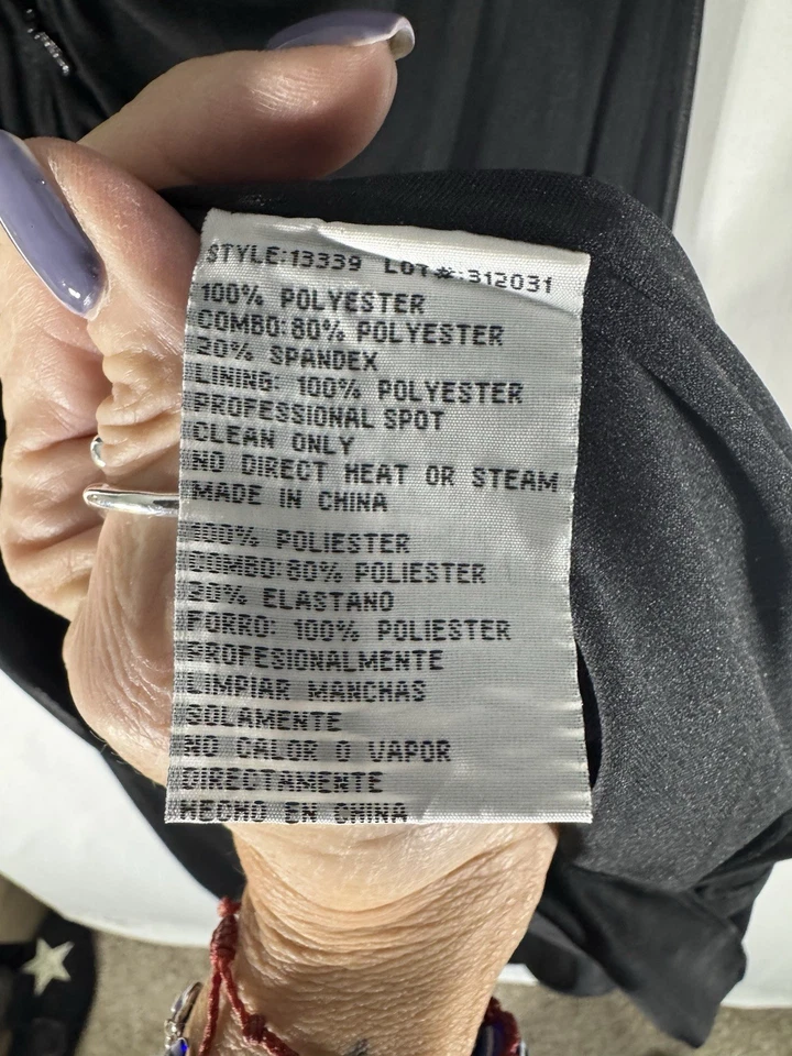 Patra Joanna Chen Vestido de Noche Negro Adornado Cuello y Mangas Cremallera Cuello Talla 6 Foto 4 de 4