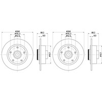2X Hella Bremsscheiben 260Mm Hinten Passend FüR Renault Clio Grand Megane