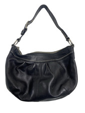 Coach Vtg Soho Iconic Smooth Black Leather Pleated Shoulder Bag Accent Stitching