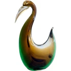 Vintage Murano Style Art Glass Swan Bird Amber Green Mid Century Decor