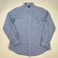 Polo Ralph Lauren Mens Classic Fit Gingham Button Down Shirt Blue White Size M