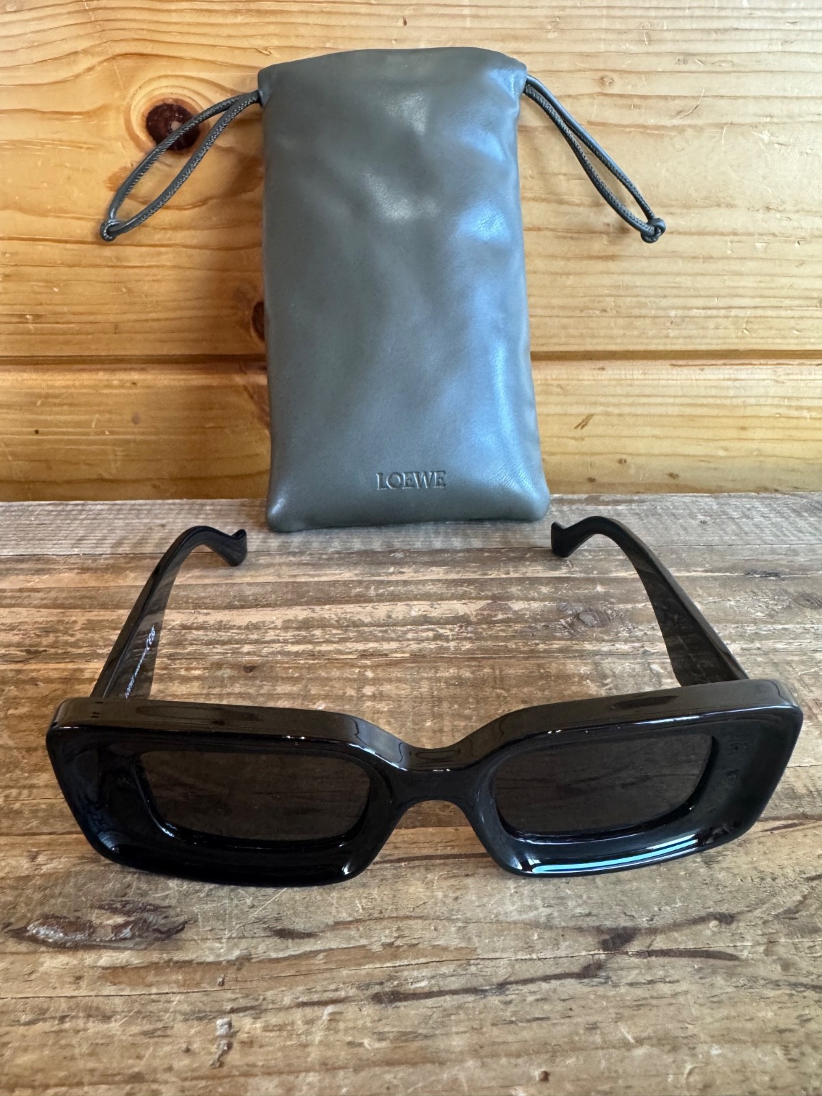 Loewe Black Rectangular Sunglasses Anagram 140mm … - image 1