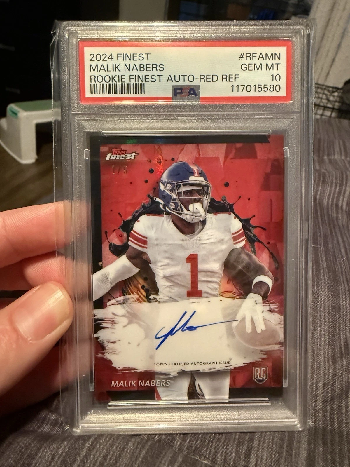 Malik Nabers Topps Finest Rookie Finest Autographs #RFAMN Red Refractor
