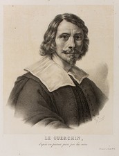 CHABERT (XIX secolo) da GUERCINO (*1591), autoritratto, 1830 circa, lith. Manierismo