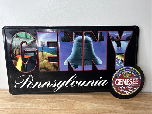 Vintage Genesee Beer Pennsylvania 22" Metal Tin Bar Tavern Sign "Genny"