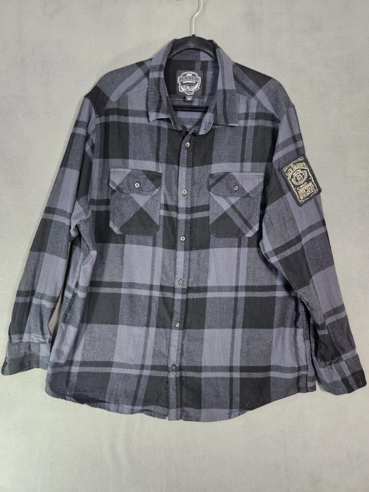 Parche abotonable Angry Minnow Jack Daniels franela negro gris a cuadros para hombre XXL Foto 4 de 4