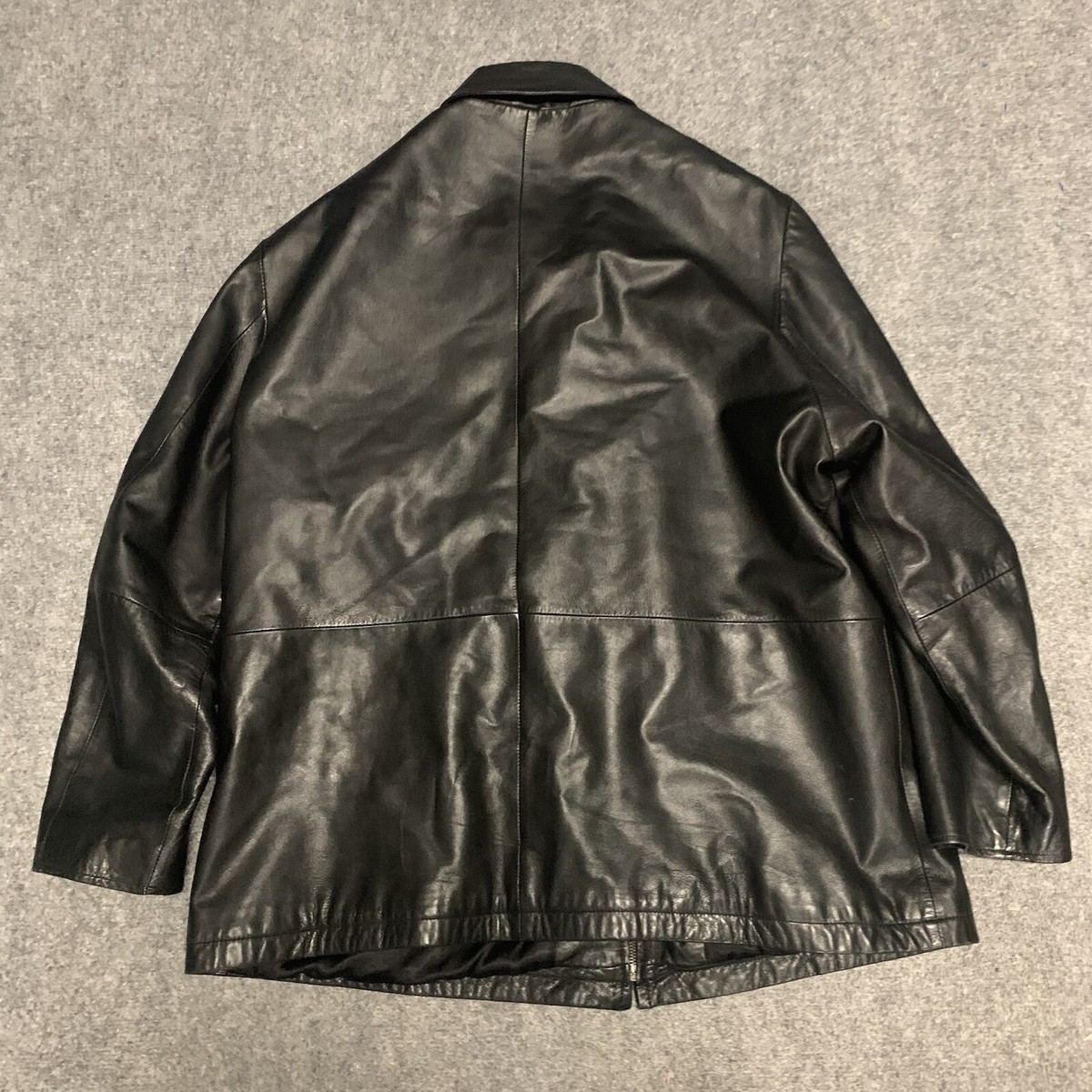 Brooks Sport Mens Black Genuine Leather Jacket Size L Full