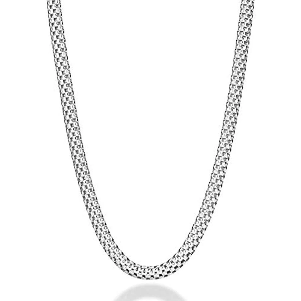Miabella 925 Sterling Silver Italian 4mm Mesh Link Chain Necklace