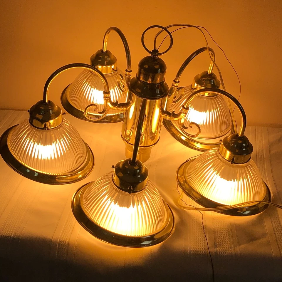 5 globos de araña campana sombreada de latón vidrio transparente claro cocina comedor 8" Foto 3 de 4