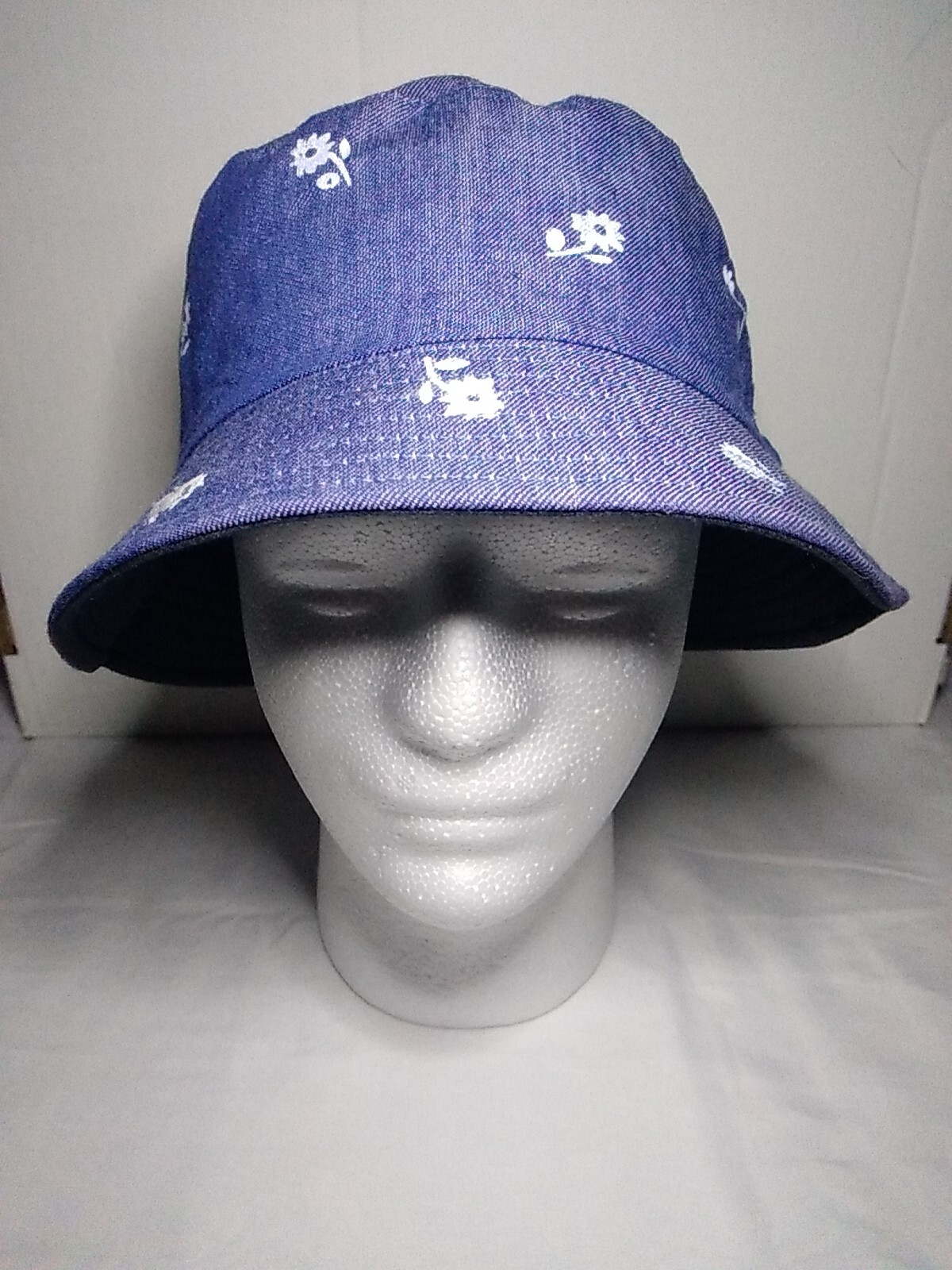 Reversible Grey Flower Print Bucket Hat Unisex Summer Size M-image