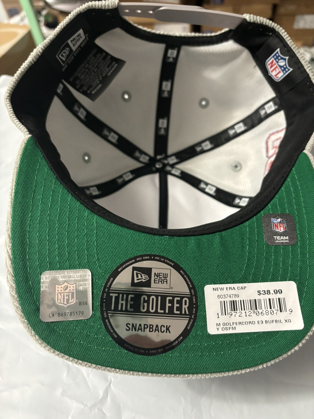 New Era Buffalo Bills Corduroy Gray The Old Golfer Snapback Hat Cap