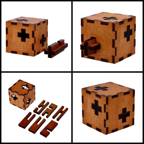 Puzzle Box Spielzeug Impossible Brain Teaser aus Holz IQ Spiel Würfel Schloss - Bild 2 von 7