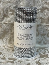 Nicole SILVER RHINESTONE MESH RIBBON Crafts Home Decor 6 X 3 Yards