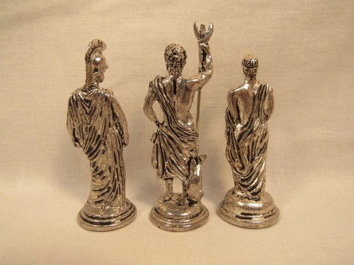 Ancient Greek Greece Mythology Chess Set Silvertone Goldtone Metal Poseidon Athe - Picture 8 of 9