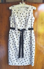 Precis Shift Dress Size 8 Polka Dot Swirl Belted Sleeveless Wedding Occasion