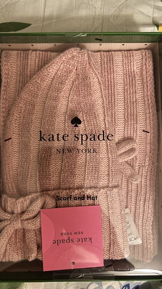 Kate Spade Metallic Bow Knit Hat & Scarf Set (2PC New in Box  display picture 2