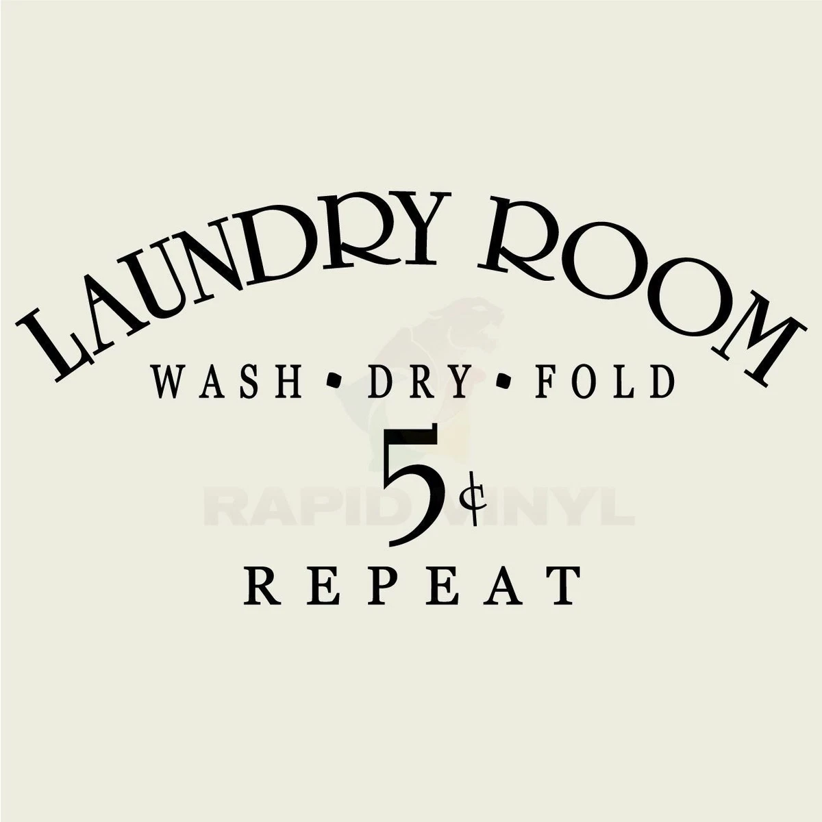 Sticker Murail Vinyl 'Wash Dry Fold' - Décoration Buanderie LA19 - RexburgVinyl