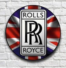 ROLLS ROYCE 2FT GARAGE WANDSCHILD PLAKETTE WERKSTATT MANN H&Ouml;HLE UNION JACK UK Phantom
