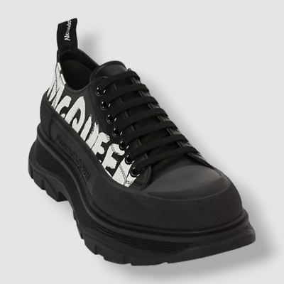 $950 Alexander McQueen Mens Black Leather Lace-Up Sneaker  display picture 3