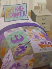 3 pc Disney Star Wars Forces of Destiny Twin / Full Quilt, Sham, Deco Pillow NIP