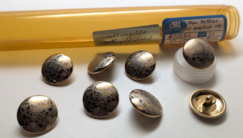 8 Matched 24K Gold Plated 1" Round Etched with Flower Shank/ Gold Bezel SM - 第 1/2 張圖片