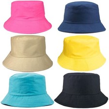 6 PCs Unisex Bucket Hats Solid Color Sun Hat Cap for Women Sumer Beach Outdoo...