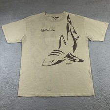 cabo san lucas t shirt Men’s L Beige Sand Shark Tribal Graphic Print