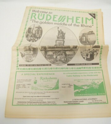Welcome To Rudesheim The Golden Middle of the Rhine Vintage Newspaper