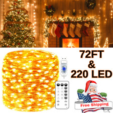 Christmas 72FT 220 LED Fairy Lights, Twinkle Lights with Remote, Waterproof Ligh