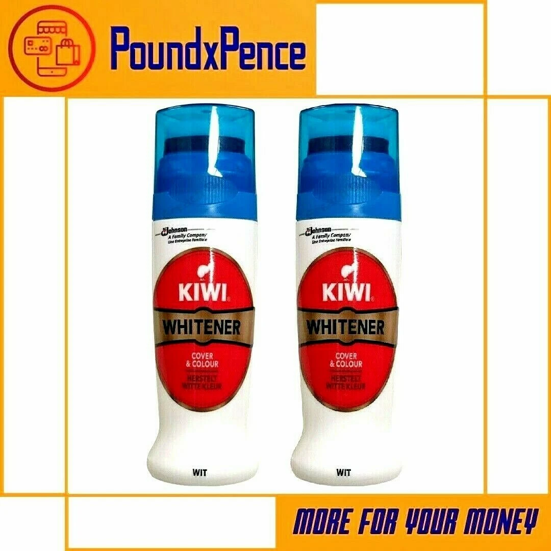 2 X KIWI WHITENER COVER COLOUR 75ML WHITE TRAINERS LEATHER
