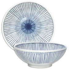 SET of 2 Japanese Rice Ramen Noodle Bowls 8.25"D Porcelain Tokusa Made in Japan