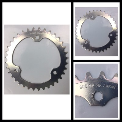 Stamped Chrome SUGINO double chainwheel bolts NOS vintage chainring Japan