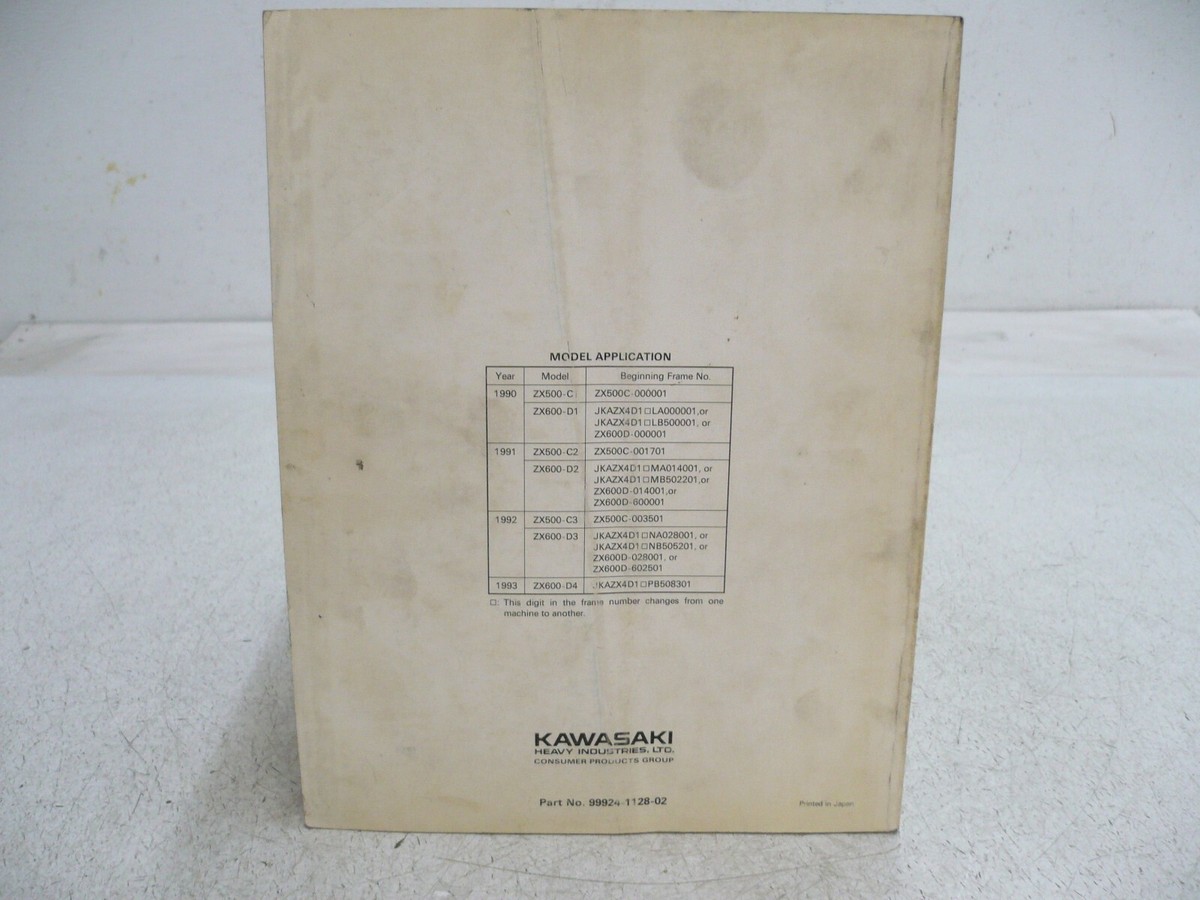 KAWASAKI NINJA ZX 6 ZZ R500 90 - 93 FACTORY SERVICE REPAIR MANUAL